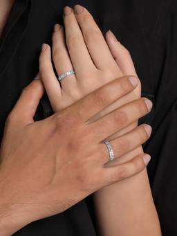 CLARA - 925 Sterling Silver Adjustable Chessboard Couple Ring (Pack Of 2)
