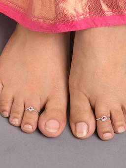 CLARA - 925 Sterling Silver Zinnara Red Floral Adjustable Toe Rings
