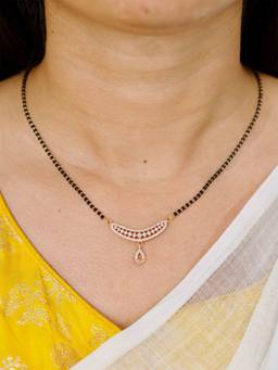 Zeraki Jewels - Kimaya Rose Gold Full Black Beads Mangalsutra