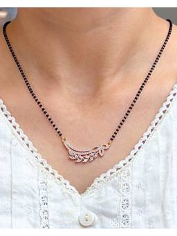 Zeraki Jewels - Ritvi Full Black Beads Mangalsutra Rose Gold