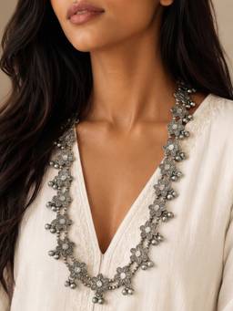 Teejh - Chann Silver Ghungroo Necklace