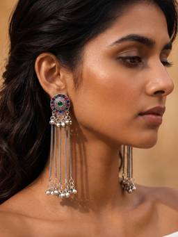 Teejh - Jhali Silver Oxidised Danglers