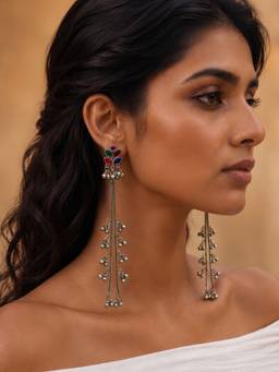 Teejh - Pyal Silver Oxidised Danglers