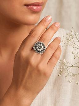 Teejh - Zareena Silver Oxidised Ring