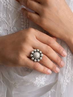 Teejh - Suneira Silver Oxidised Ring