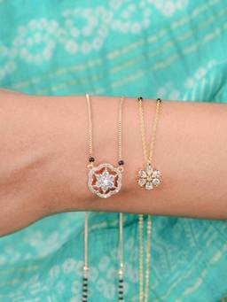 Zeraki Jewels - Tanvi Gold And Solitaire Mangalsutra (Pack Of 2)