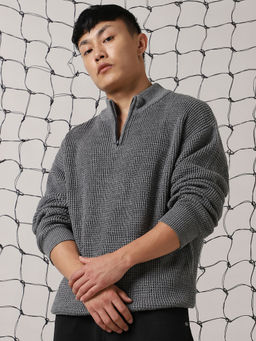 Hubberholme - Men Acrylic Knitted Relaxed Fit High Neck Full Sleeves Sweater