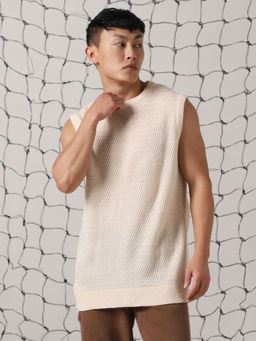 Hubberholme - Men Acrylic Knitted Oversized Fit Crew Neck Sleeveless Sweater