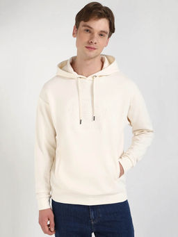 Tommy Hilfiger - Off White Embroidered Logo Relaxed Fit Cotton Sweatshirt