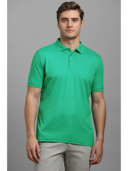 Louis Philippe - Men's Green Solid Polo T-Shirt