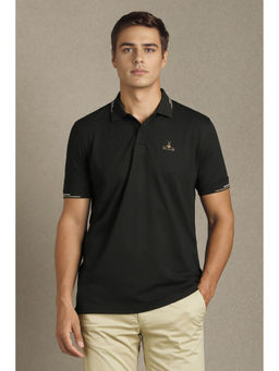 Louis Philippe - Men's Black Solid Polo T-Shirt
