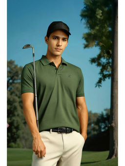 Louis Philippe - Men's Green Solid Polo T-Shirt