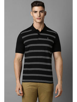 Louis Philippe - Men's Black Stripe Polo T-Shirt