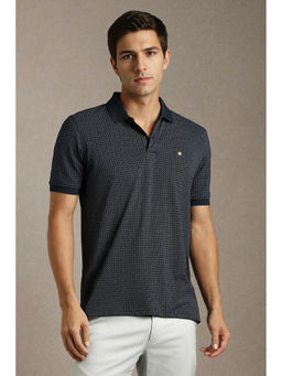 Louis Philippe - Men's Navy Blue Printed Polo T-Shirt