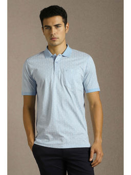 Louis Philippe - Men's Light Blue Printed Polo T-Shirt