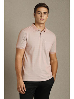 Louis Philippe - Men's Pink Textured Polo T-Shirt