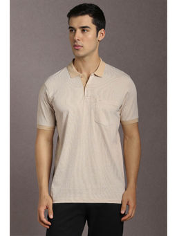 Louis Philippe - Men's Beige Printed Polo T-Shirt