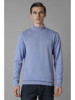 Louis Philippe - Men's Light Blue Solid Full Sleeves Sweater