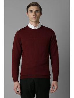 Louis Philippe - Men's Maroon Full Sleeves Sweater
