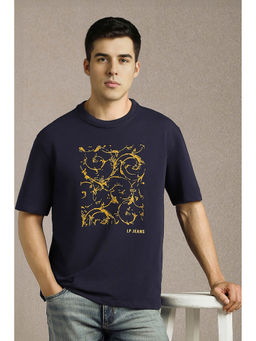 Louis Philippe - Men's Navy Blue Printed T-Shirt