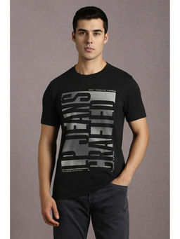 Louis Philippe - Men's Black Printed T-Shirt