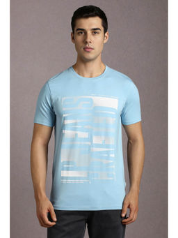 Louis Philippe - Men's Light Blue Printed T-Shirt