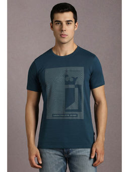 Louis Philippe - Men's Blue Printed T-Shirt