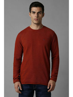 Louis Philippe - Men's Red Textured T-Shirt