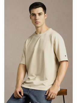 Louis Philippe - Men's Beige Solid T-Shirt