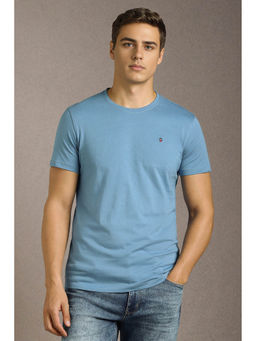 Louis Philippe - Men's Light Blue Solid T-Shirt
