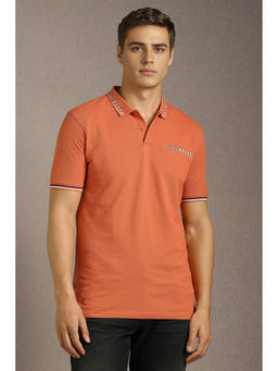 Louis Philippe - Men's Orange Solid Polo T-Shirt