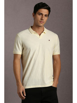 Louis Philippe - Men's Cream Textured Polo T-Shirt