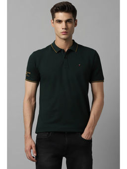 Louis Philippe - Men's Green Solid Polo T-Shirt