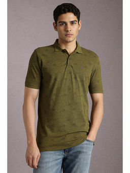 Louis Philippe - Men's Olive Printed Polo T-Shirt