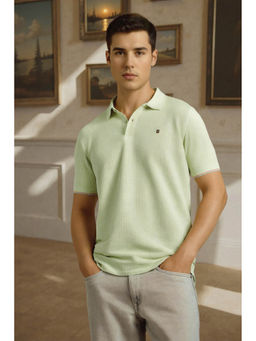 Louis Philippe - Men's Green Textured Polo T-Shirt