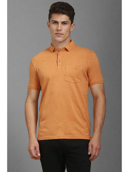 Louis Philippe - Men's Orange Solid Polo T-Shirt