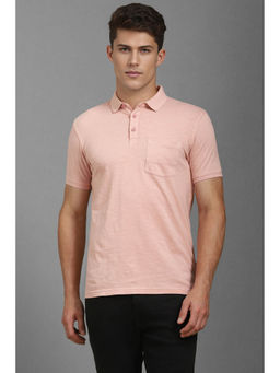 Louis Philippe - Men's Pink Solid Polo T-Shirt