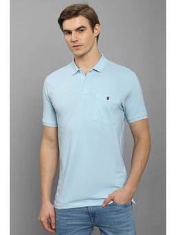 Louis Philippe - Men's Light Blue Solid Polo T-Shirt