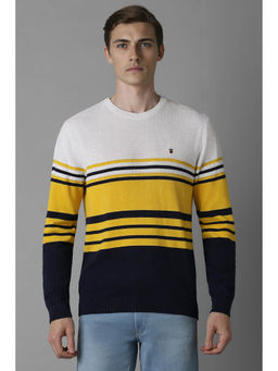Louis Philippe - Men's Multi-Colour Stripe Full Sleeves Sweater