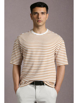 Louis Philippe - Men's White Stripe T-Shirt