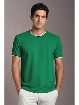 Louis Philippe - Men's Green Textured T-Shirt