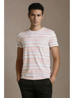 Louis Philippe - Men's Pink Stripe T-Shirt