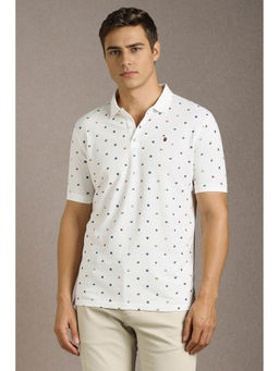 Louis Philippe - Men's White Printed Polo T-Shirt
