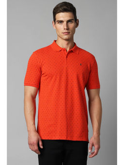 Louis Philippe - Men's Orange Printed Polo T-Shirt