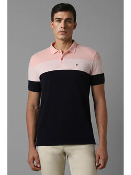 Louis Philippe - Men's Black Stripe Polo T-Shirt