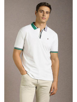 Louis Philippe - Men's White Solid Polo T-Shirt
