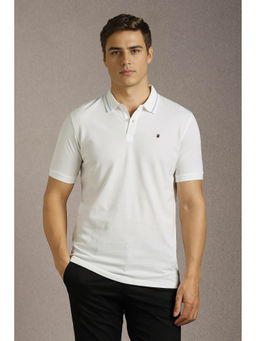 Louis Philippe - Men's White Solid Polo T-Shirt