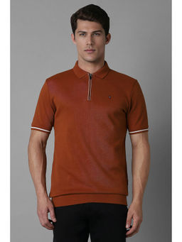 Louis Philippe - Men's Brown Solid Polo T-Shirt