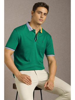 Louis Philippe - Men's Green Solid Polo T-Shirt