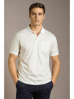 Louis Philippe - Men's White Print Polo T-Shirt